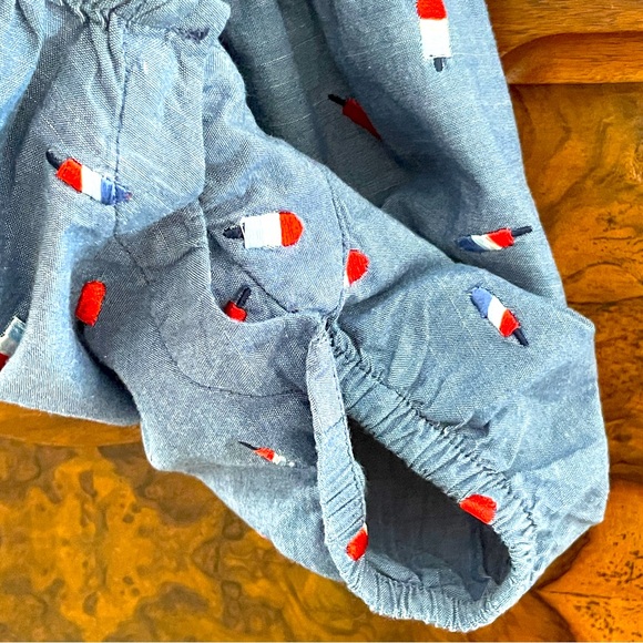 Cat & Jack Red White and Blue Popsicle Jean Bubble Romper onesie Size 0-3 Months - Picture 12 of 17